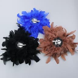 Veer haarspeld broche dames veerbroche kalkoenveer broche veerkorset vintage veren hoofdsieraad corsage haaraccessoires voor doe-het-zelf bruiloft feest verjaardag sieraden accessoires, wit — thumbnail 4