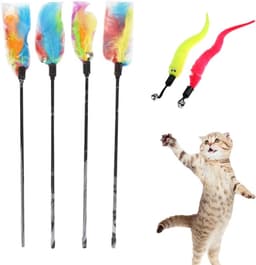 Veer, kattenspeelgoed, kattenhengelveer, kattenvissen, stabiel, interactief kattenspeelgoed, interactief kattenspeelgoed voor kittens (4 stuks + 2 stuks) — thumbnail 1