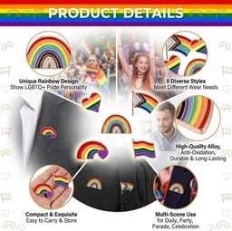 5 stuks Pride Pin Metalen Regenboog Pin Pride Accessoires Gay Pins Pride Knoppen Anstecker Pride Brosche Regenboog Emaille Brosche voor LGBTQ Homo Lesbisch Trans Accessoires — thumbnail 4