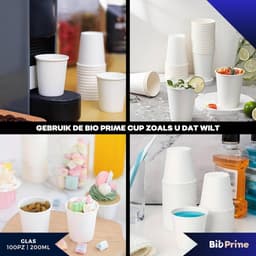 Bio Prime - Pack of 100 - Paper Water Cups 200 ml - Biodegradable Cups - for Hot Drinks, Water and Drinks - ShopVlot — thumbnail 4