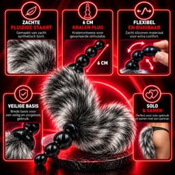 Zachte Buttplug met zachte lange Staart - 6 CM plug - Buigbaar - anus - anaal - kont - tail — thumbnail 3
