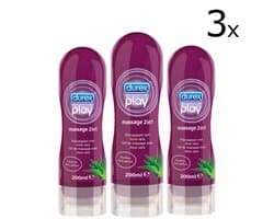 Durex - Massage Olie en Glijmiddel 2-in-1 - Aloë Vera - 200ml x3