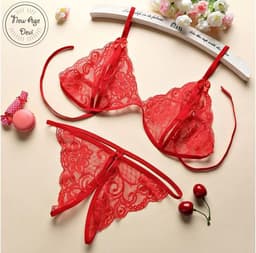 Kanten Lingerie Open kruis Rood L Sexy Hot Erotische Set Vrouwen Kant Transparante Lingerie Sexy Kostuums Nachtkleding Babydoll Open Cup Beha Lenceria — thumbnail 1