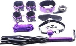 Bondage Kit Paars Zwart 8 Items - Mooie set voor beginners en gevorderden - Sexpakket voor koppels - Spannend voor koppels - Sex speeltjes - Sex toys - Erotiek - Bondage - Sexspelletjes voor mannen en vrouwen – Seksspeeltjes - Stimulator — thumbnail 2