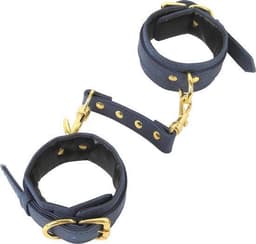 Banoch | enkelboeien van pu leer | velvet blauw / goud | bondage — thumbnail 6