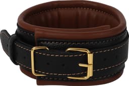 Banoch - Collar & leash Gold - Halsband en Riem - cognac bruin met goud - bondage — thumbnail 6