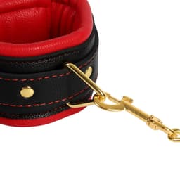 Banoch | Handcuff gold | rode Handboeien leer met goud  | bondage — thumbnail 4