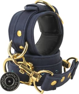 Banoch | enkelboeien van pu leer | velvet blauw / goud | bondage — thumbnail 1