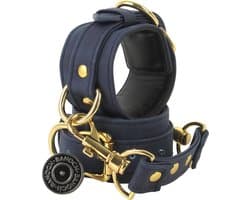 Banoch | enkelboeien van pu leer | velvet blauw / goud | bondage