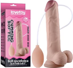Lovetoy - Zachte Dildo Met Balzak En Squirt Functie - 20 cm - Lichte Huidskleur — thumbnail 1