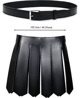 BUM BLING® BDSM Gladiator Kilt - Zwart Leren Rokje met Riem - Roleplay - Gay Toys - Gay Wear — thumbnail 4
