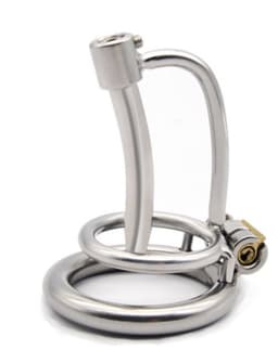 Nooitmeersaai - Peniskooi met dilator met slot - Metaal - Zilver - 50mm — thumbnail 1