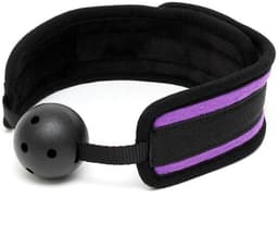 Rimba - Comfortabele ball gag - Zwart/Paars - Verstelbaar — thumbnail 3