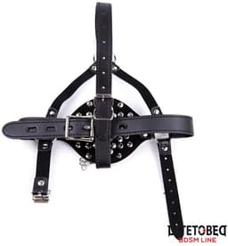 Open Mouth Gag Head Harness with Plug Stopper - Black - LATETOBED BDSM LINE Gezichtsharnas met Wasbak Stopper - Gag Verstelbaar — thumbnail 4