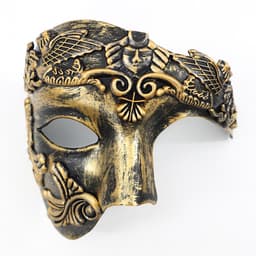 Halloween carnaval samurai masker mannen festival half gezicht masker partij aankleden, partij masker 1 stuk, goud — thumbnail 1