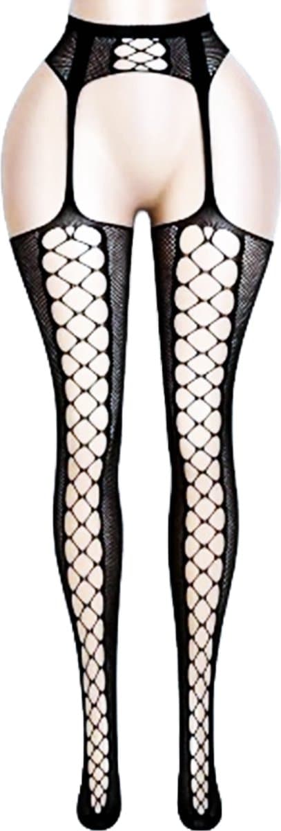 BamBella ® - Panty -Onesize - open kruis hoge kousen broek Dames - Onesize - sexy Erotische lingerie van kant zwart — afbeelding 1