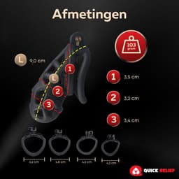 Quick Relief Elite Lock™ Medium - Chastity cage - Kuisheidskooi met 4 ringmaten - Kuisheidskooi voor Mannen - Sissy - Cock Cage - Zwart — thumbnail 10