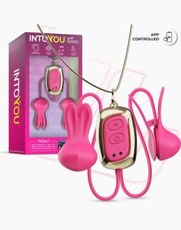 IY - Tickly - Vibrerende Tepelklemmen met ketting - App Control - Roze — thumbnail 2