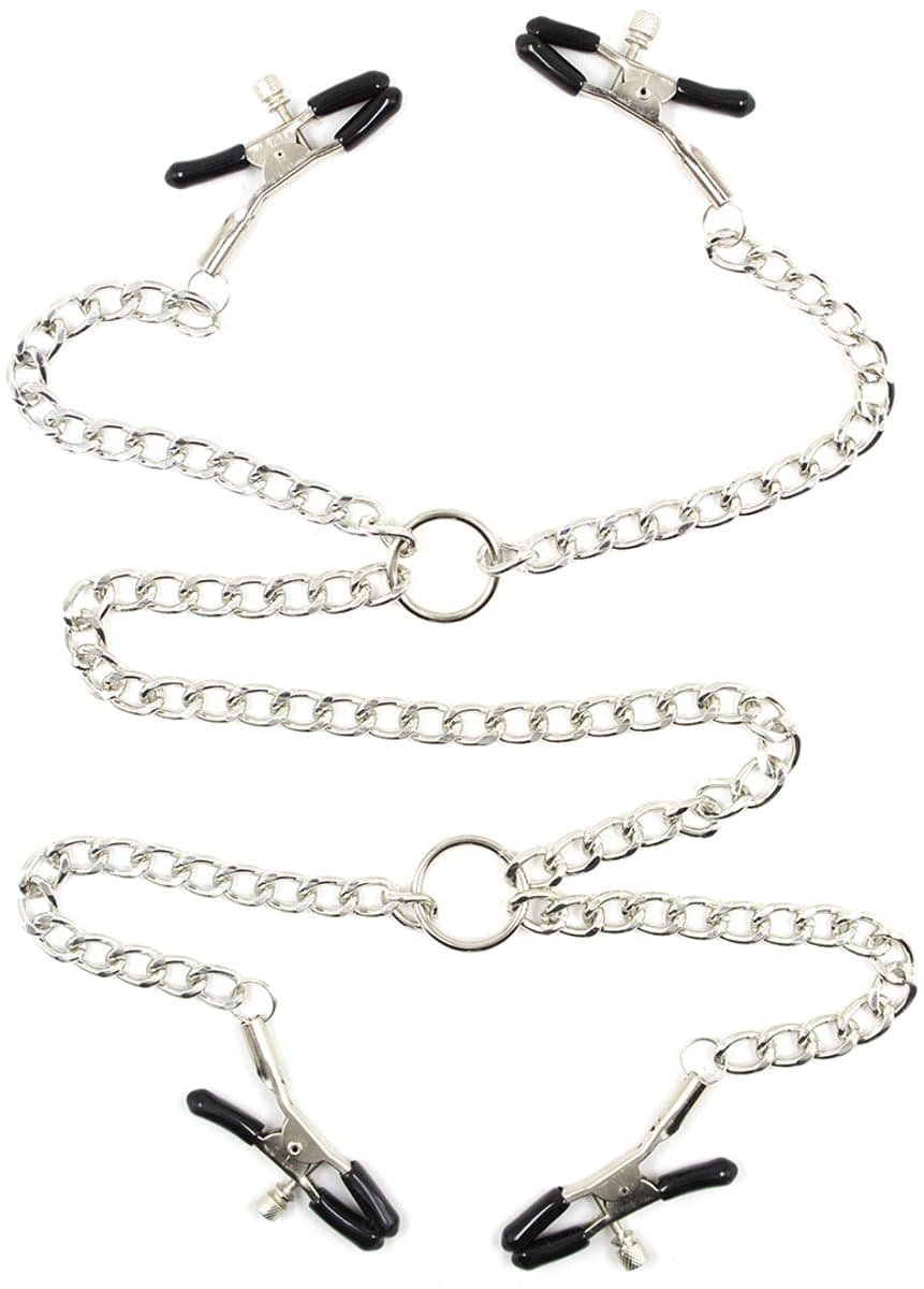 Smart Moves - Tepelklemmmen en Schaamlipklemmen aan Ketting - Verstelbaar - Zilver — afbeelding 1