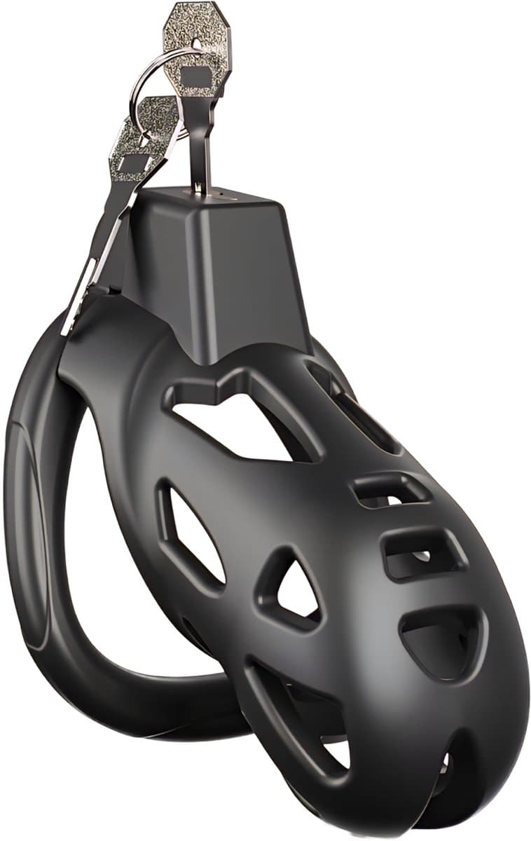 JustFun Chastity Cage - Maat L - Peniskooi - Kuisheidskooi voor Mannen - Seksspeeltjes voor Koppels - Sex Toys - Zwart — afbeelding 1