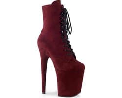 Pleaser - FLAMINGO-1020FS Plateau Laarzen, Paaldans schoenen - Paaldans schoenen - 42 Shoes - Bordeaux rood