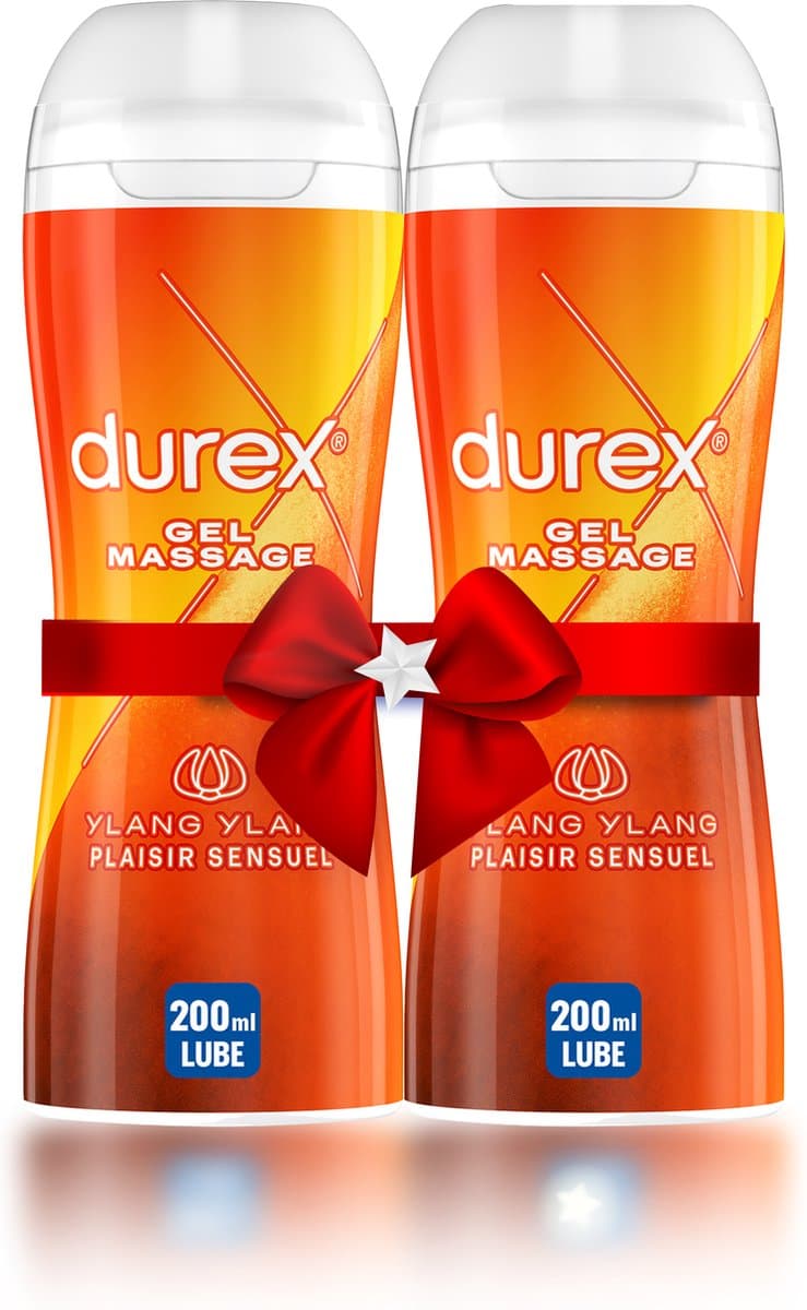 Durex - Massage Olie en Glijmiddel 2-in-1 Sensual met Ylang Ylang 200ml x2 - Waterbasis - Voordeelverpakking - Cadeau voor man en vrouw — afbeelding 1