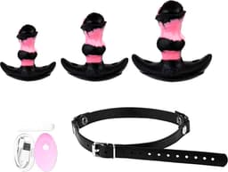Vibrerende mond gag - Set van 3 - Knevel - 10 vibratiestanden - Paard dildo - Remote — thumbnail 1