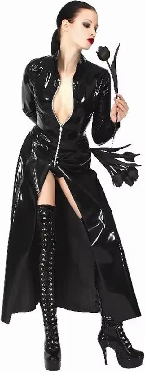 Latex wetlook lange jas - BDSM - Rollenspel - Unisex - SM Meester(es) - Goede kwaliteit — afbeelding 1
