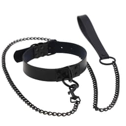 Choker met Riem - Gothic Sieraden - PU Leer - BDSM Halsband - Punk Sieraad - Zwart — thumbnail 2