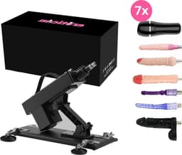 Eden Sex Machine - Pakket met 7 Opzetstukken - Bevat Dildo’s en een Pocket pussy - Neukmachine voor Man en Vrouw - Fucking machine – Discreet Verzonden — thumbnail 1
