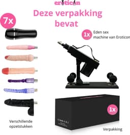 Eden Sex Machine - Pakket met 7 Opzetstukken - Bevat Dildo’s en een Pocket pussy - Neukmachine voor Man en Vrouw - Fucking machine – Discreet Verzonden — thumbnail 11