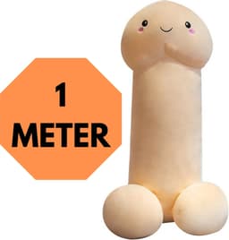 JustValue Penis Knuffel - 100 cm - Erotiek - Bodypillow - Piemel - Zacht - Kussen - Sex Toy - Beige - Vanille - Wit - Blank — thumbnail 1