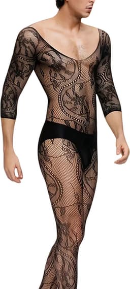 LekkerStout Heren Catsuit - Open Kruis - Zwart - Sexy Herenlingerie | S-L | ( LS214 ) — thumbnail 3