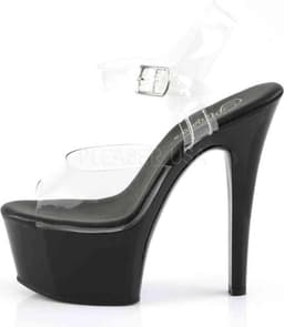 Pleaser - ASPIRE608 Sandaal met enkelband, Paaldans schoenen - Paaldans schoenen - 41 Shoes - Zwart/Transparant — thumbnail 3