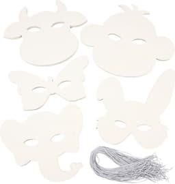 Dierenmaskers, h: 13-24 cm, b: 20-28 cm, 100 stuks, wit — thumbnail 1