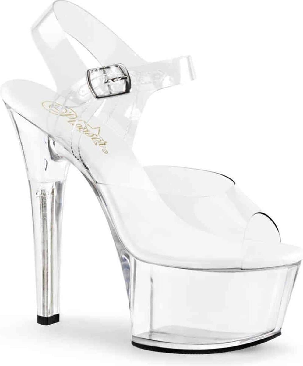 Pleaser - ASPIRE-608 Sandaal met enkelband, Paaldans schoenen - Paaldans schoenen - 39 Shoes - Transparant — afbeelding 1