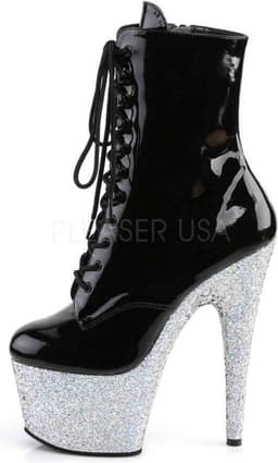 Pleaser - ADORE-1020G Plateau Laarzen, Paaldans schoenen - Paaldans schoenen - 39 Shoes - Zwart/Zilverkleurig — thumbnail 3