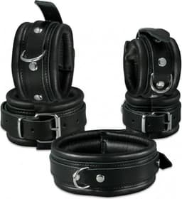 Leren collar 5 cm gevoerd - zwart — thumbnail 2