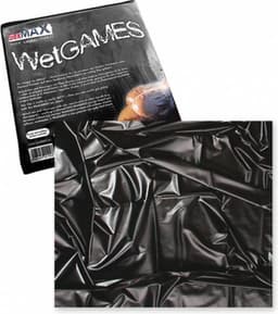 WetGAMES Sex Erotiek Lak Laken 180 x 220 cm - Zwart Volledig waterproof — thumbnail 1