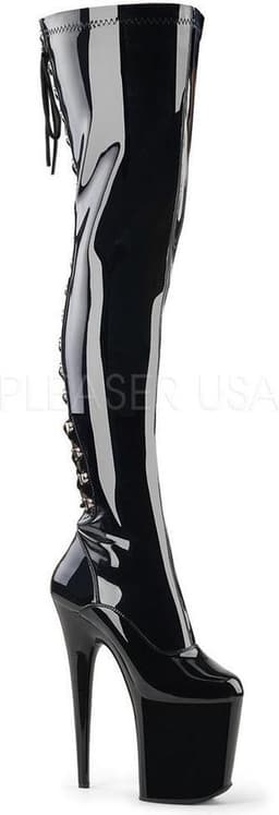 Pleaser - FLAMINGO-3063 Plateau Overknee Laarzen - Paaldans schoenen - 38 Shoes - Zwart — thumbnail 1