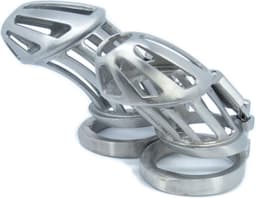 BON4MplusLarge Hinged RVS Kuisheidskooi voor Mannen Peniskooi Set BON4M Series Male Chastity Package in Stainless Steel — thumbnail 3