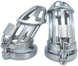BON4MplusLarge Hinged RVS Kuisheidskooi voor Mannen Peniskooi Set BON4M Series Male Chastity Package in Stainless Steel — thumbnail 10