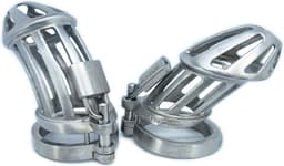 BON4MplusLarge Hinged RVS Kuisheidskooi voor Mannen Peniskooi Set BON4M Series Male Chastity Package in Stainless Steel — thumbnail 6