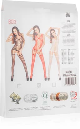 Rode netstof bodystocking met open kruis — thumbnail 4