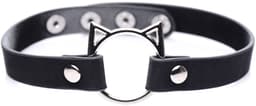 XR Brands Kinky Kitty Ring Slim Choker - PU Leather - Black black — thumbnail 1