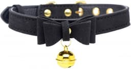 Master Series Golden Kitty Collar Met Kattenbelletje - Zwart/Goud — thumbnail 2