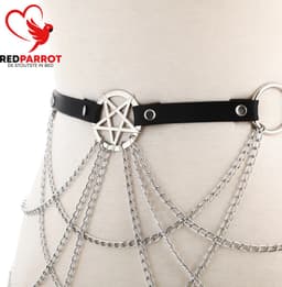 Festival harnas ketting - RVS en Leder - Feest - Verstelbaar en one size - Riem — thumbnail 2