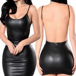 WiseGoods Luxe Latex Wetlook Jurkje Dames - Feest Jurkjes - Sexy Kleren Vrouwen - Party Kleding - Jurk - Disco Jurken - Zwart - M — thumbnail 5