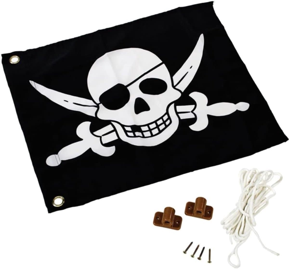 Flag with lifting system for attaching to play towers, climbing towers, stilt houses or other play facilities (black - ShopVlot — afbeelding 1
