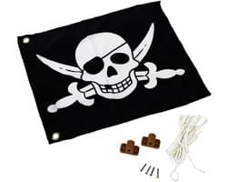 Flag with lifting system for attaching to play towers, climbing towers, stilt houses or other play facilities (black - ShopVlot